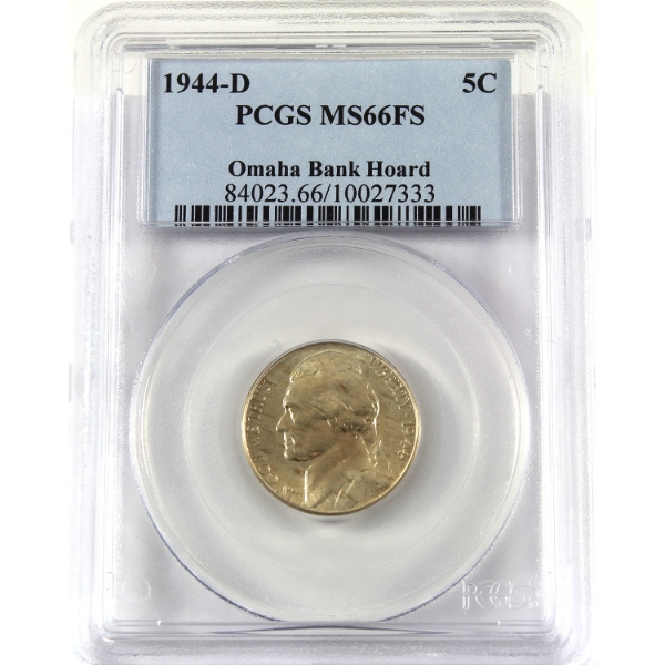 USA Jefferson Nickel 1944D FS PCGS MS66 Omaha Bank Hoard