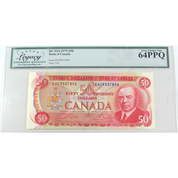BC-51b 1975 $50 Legacy CUNC64 PPQ Crow-Bouey SN: EHG9337896