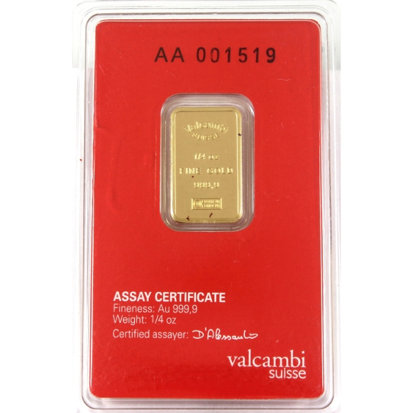 1/4oz Valcambi Suisse Scotiabank .9999 Gold Bar (Tax Exempt)