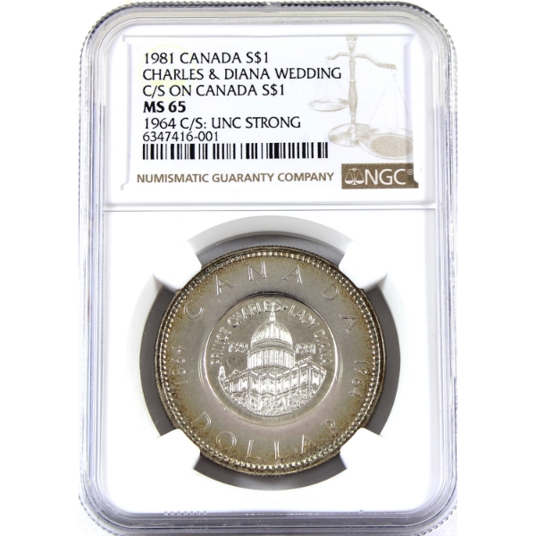 Silver $1 1981 Charles & Diana Wedding NGC MS65 (1964 C/S: UNC Strong)