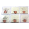 Image 2 : 1-cent 2007, 2008, 2009, 2010, 2011 & 2012; Non Magnetic ICCS MS66 Red. 6pcs.