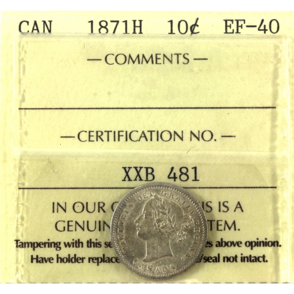 10-cent 1871H ICCS EF40