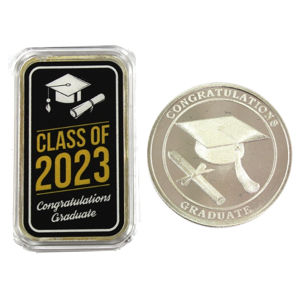 2x 1oz Monarch Congratulations Graduate Engravable & Apmex Class of 2023 .999 Fine Silver. 2pcs