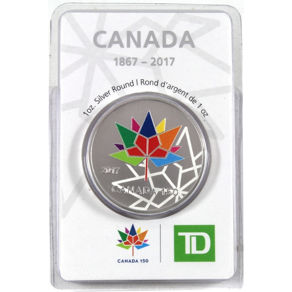 1oz TD 2017 Canada 150 .999 Fine Silver Round (Tax Exempt)