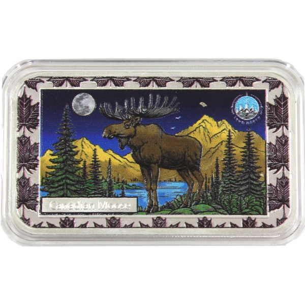 1oz True North Mint Canadian Wildlife Series - The Moose .999 Fine Colourized Silver Bar
