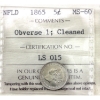 Image 1 : Newfoundland 5-cent 1865 Obverse 1 ICCS MS60 (Lightly Cleaned)