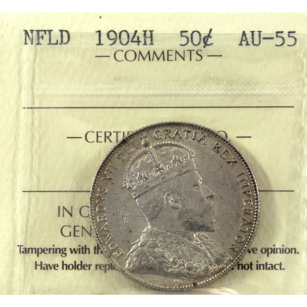 Newfoundland 50-cent 1904H ICCS AU55