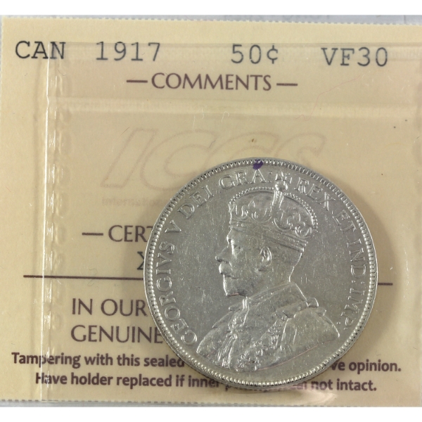 50-cent 1917 ICCS VF30