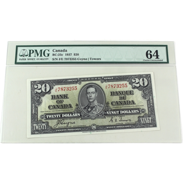 BC-25c 1937 $20 PMG CUNC64 Coyne-Towers SN: J/E7873255