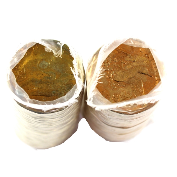 2008 & 2012 Loon $1 Olympics Lucky Loonie Rolls of 25pcs. 2 Rolls.