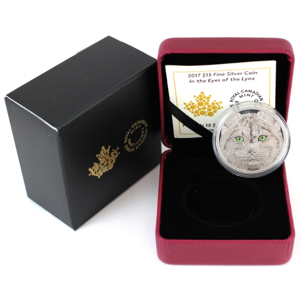2017 $15 In The Eyes of the Lynx Fine Silver Coin with Glow-in-the-Dark Technology (Tax Exempt)