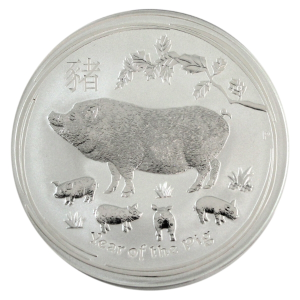 5oz Australia 2019 $8 Year of the Pig .999 Fine Silver Coin (Tax Exempt)