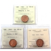 1-cent 1962 Hanging 2 MS65, 1962 Dbl 2 MS65 & 1962 Dbl 962 MS63 ICCS Red. 3pcs.