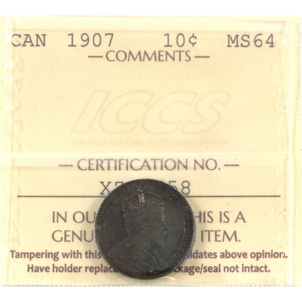 10-cent 1907 ICCS MS64