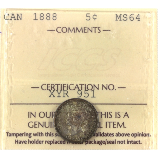 5-cent 1888 ICCS MS64