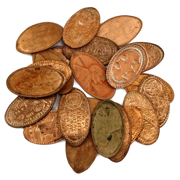 Group Lot of 22x Assorted Elongated Penny Tokens. 22pcs. 