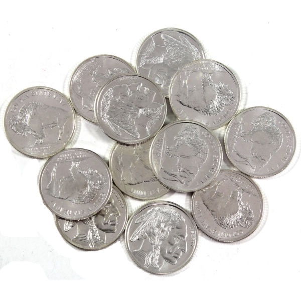 12x 1/10oz Golden State Mint Buffalo .999 Fine Silver Fractional Rounds. 12pcs. (Tax Exempt)