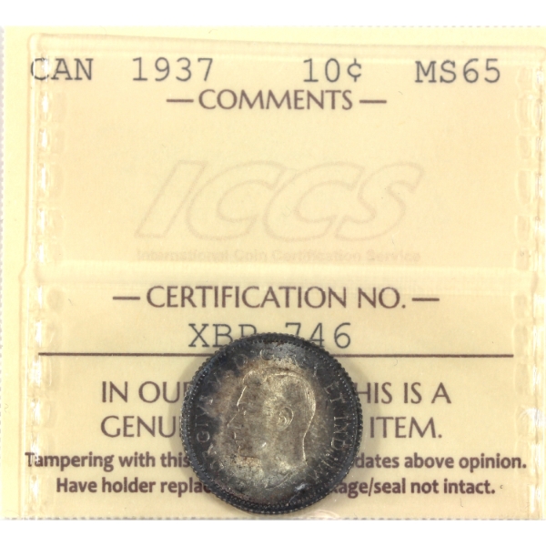 10-cent 1937 ICCS MS65