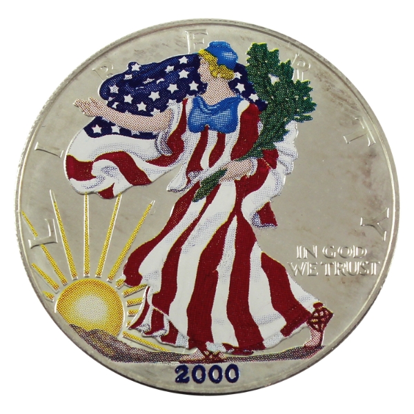 1oz USA 2000 $1 Colourized Silver Eagle .999 Fine Silver Round (Tax Exempt)
