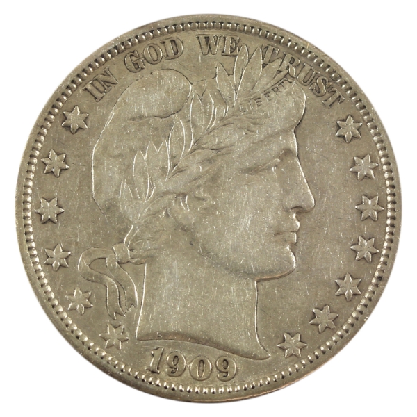 USA Silver 1909 Barber Half Dollar EF-AU