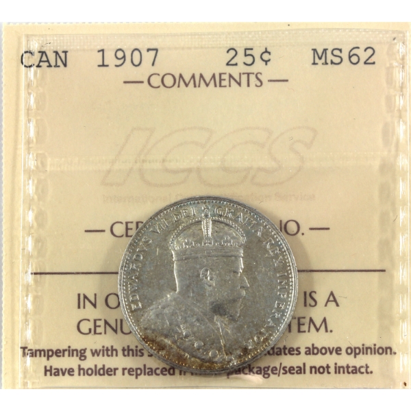 25-cent 1907 ICCS MS62