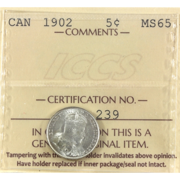 5-cent 1902 ICCS MS65