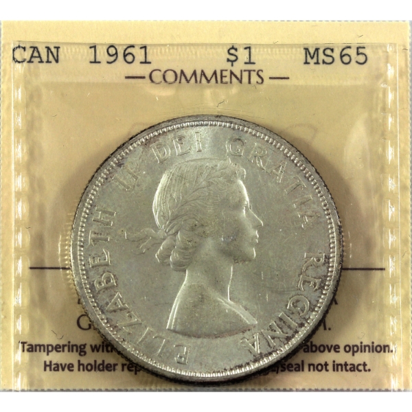 Silver $1 1961 ICCS MS65