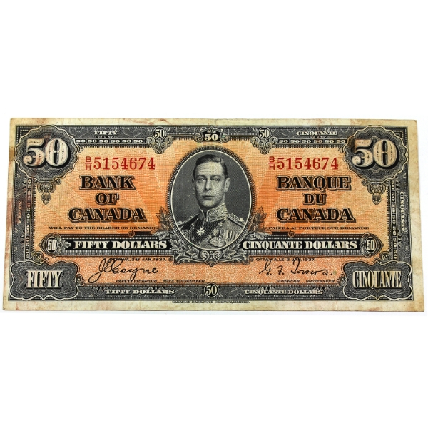 BC-26c 1937 $50 VF Coyne-Towers SN: B/H5154674
