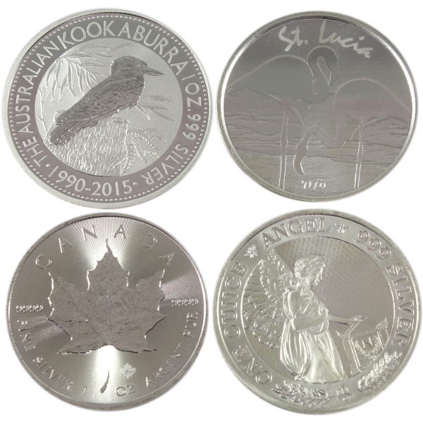 4x 1oz World 2015-2024 Assorted Fine Silver Rounds. 4pcs. (Tax Exempt)