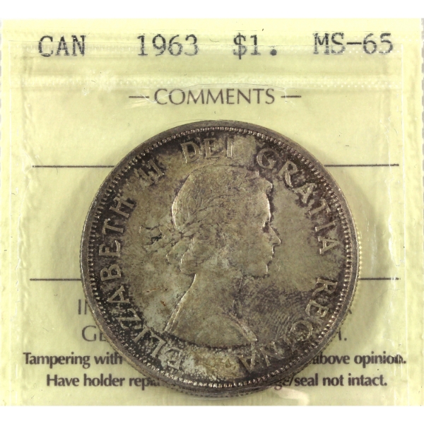 Silver $1 1963 ICCS MS65