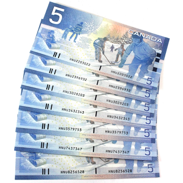 Group Lot of 7x RADAR BC-62b 2002 $5 Matching Prefix 'HNU' Jenkins-Dodge Printed in 2004. 7pcs. 