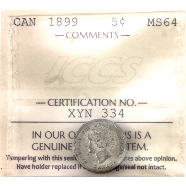5-cent 1899 ICCS MS64