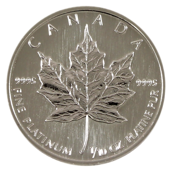 1993 Platinum $5 1/10oz .9995 Fine Platinum Maple Leaf Coin (Tax Exempt)