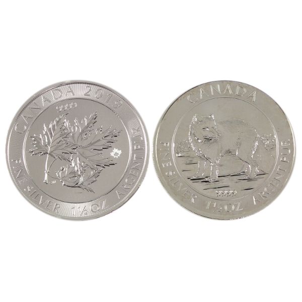 2x 1.5oz $8 2014 Arctic Fox & 2019 Triple Maple .9999 Fine Silver Rounds. 2pcs. (Tax Exempt)