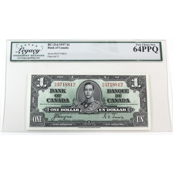 BC-21d 1937 $1 Legacy CUNC64 PPQ Coyne-Towers SN: R/N3718812