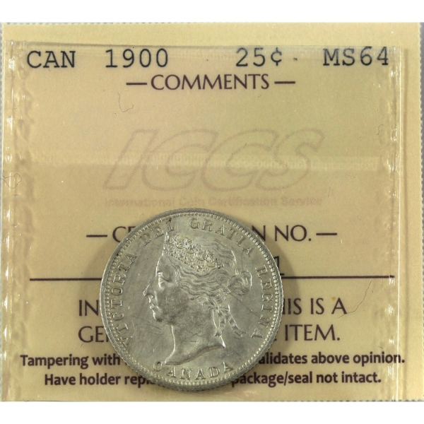 25-cent 1900 ICCS MS64