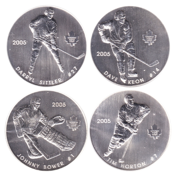 50-cent 2005 Sterling Silver NHL Hockey Legends- Toronto Maple Leafs. 4pcs.