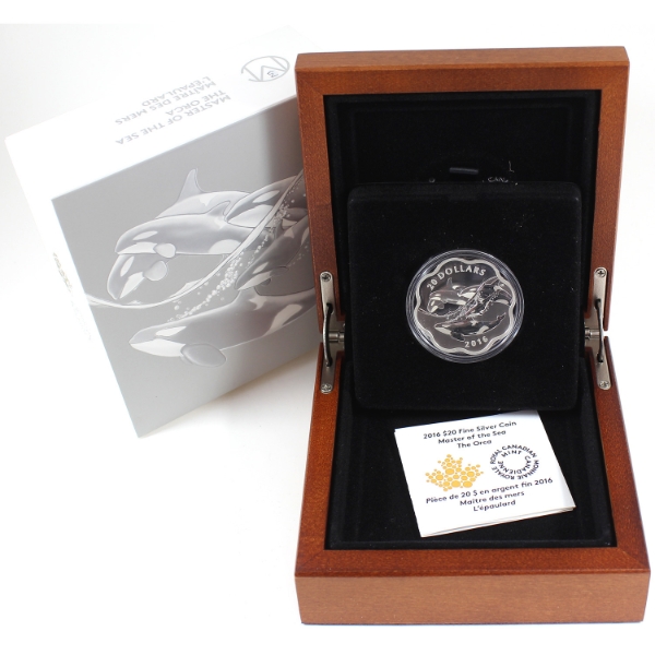 2016 $20 Master of the Sea: The Orca .9999 Fine Silver Coin (Tax Exempt)