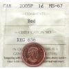 Image 1 : 1-cent 2005P ICCS MS67 Red