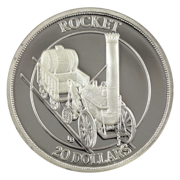 Turks & Caicos 1996 $20 Rocket Medallion 1oz .999 Fine Silver, 39mm (Tax Exempt)