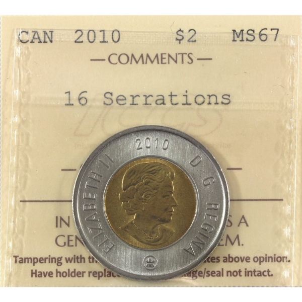 $2 2010 16 Serrations ICCS MS67
