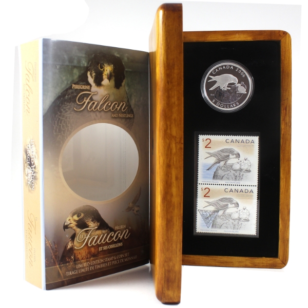 2006 $5 Peregrine Falcon & Nestlings Coin and Stamp Set (Tax Exempt)