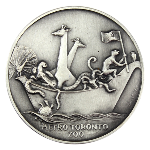 Jacques Cartier Mint 1974 Metro Toronto Zoo Opening Commemorative Medal 40.9g-.9995 Fine Silver