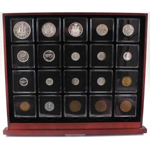 1910-1967 1-cent to Silver $1 Historic Coin of Canada in Deluxe Case. 20pcs