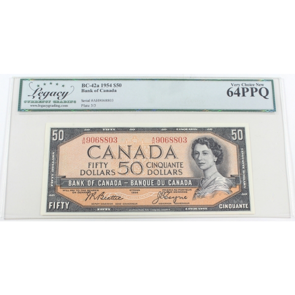 BC-42a 1954 $50 Legacy CUNC64 PPQ Beattie-Coyne SN: A/H9068803