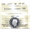 Image 1 : Silver 5-cent 2020 Coloured Victory Canada  ICCS PF-68 UHC. *Top Grade!*