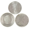 Image 2 : 3x 1oz World 2014-2022 Assorted .999 Fine Silver Rounds. 3pcs. (Tax Exempt)