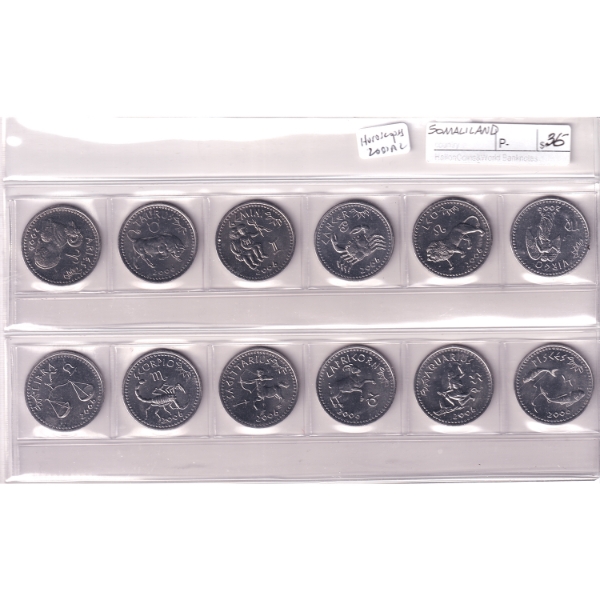 Somaliland 2006 Zodiac 12-Coin Set
