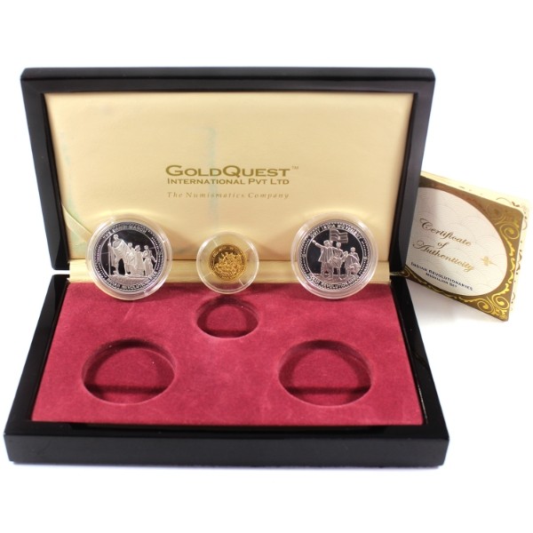 B.H. Mayer's Mint/India Freedom Foundation 2007 Silver/Gold Indian Revolutionaries Medallion Set 