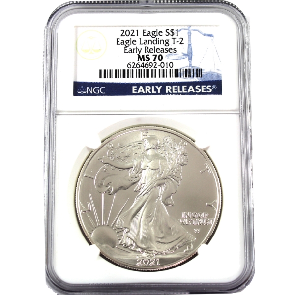 1oz USA 2021 $1 Silver Eagle .999 Fine Silver Coin Early Releases NGC MS70 (Tax Exempt)